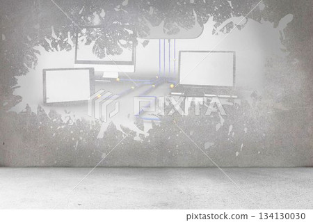 Splash on wall revealing cloud computing concept 134130030