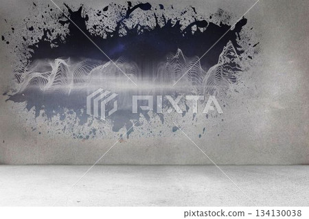 Splash on wall revealing energy wave Splash on wall revealing energy wave 134130038