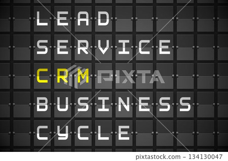 CRM buzzwords on black mechanical board 134130047