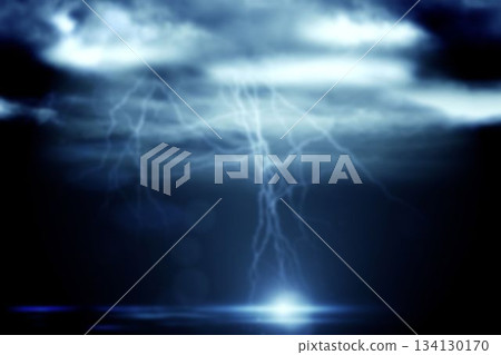 Lightning against cloudy sky 134130170
