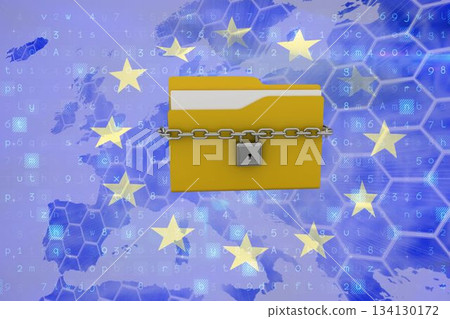 European union flag with safety concept European union flag with safety concept 134130172