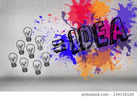Idea on splashes on grey background Idea on splashes on grey background 134130188