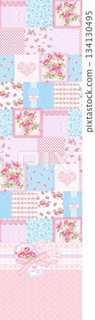Assorted floral geometric and heart pattern panel designs in soft pastel colors Assorted floral geometric and heart pattern panel designs in soft pastel colors 134130495