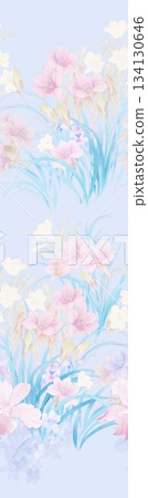Assorted floral geometric and heart pattern panel designs in soft pastel colors Assorted floral geometric and heart pattern panel designs in soft pastel colors 134130646