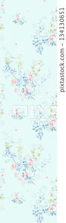 Assorted floral geometric and heart pattern panel designs in soft pastel colors 134130651