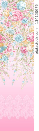 Assorted floral geometric and heart pattern panel designs in soft pastel colors Assorted floral geometric and heart pattern panel designs in soft pastel colors 134130676