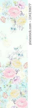 Assorted floral geometric and heart pattern panel designs in soft pastel colors Assorted floral geometric and heart pattern panel designs in soft pastel colors 134130677