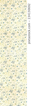 Assorted floral geometric and heart pattern panel designs in soft pastel colors 134130692