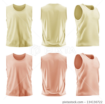 2 Set of men pastel light yellow orange, front back and side view sleeveless tee t shirt tank singlet vest round neck on transparent background cutout PNG file. Mockup template 2 Set of men pastel light yellow orange, front back and side view sleeveless tee t shirt tank singlet vest round neck on transparent background cutout PNG file. Mockup template 134130722