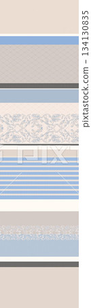 Assorted floral geometric and heart pattern panel designs in soft pastel colors Assorted floral geometric and heart pattern panel designs in soft pastel colors 134130835