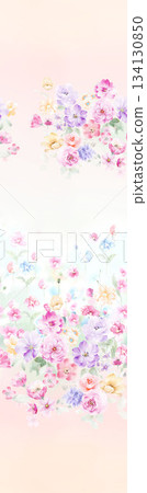 Assorted floral geometric and heart pattern panel designs in soft pastel colors 134130850