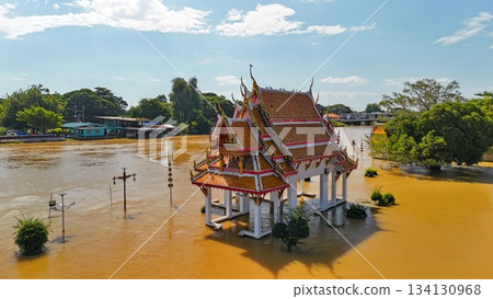 Natural Disaster in Thailand: Flood Damage to Ancient Architecture and Cultural Heritage 134130968