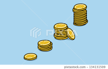 硬幣逐漸堆積的示意圖,象徵儲蓄、薪資成長和利率上升。 硬幣逐漸堆積的示意圖,象徵儲蓄、薪資成長和利率上升。 134131509