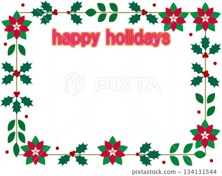 Happy Holidays Merry Christmas Frame White Space Happy Holidays Merry Christmas Frame White Space 134131544