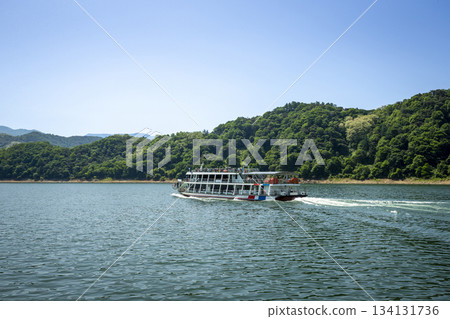 Cruise ship on Chungju Lake Cruise ship on Chungju Lake 134131736