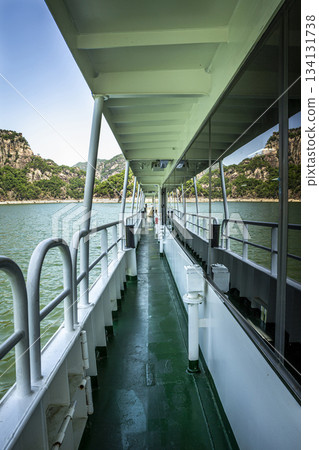 Cruise ship on Chungju Lake Cruise ship on Chungju Lake 134131738