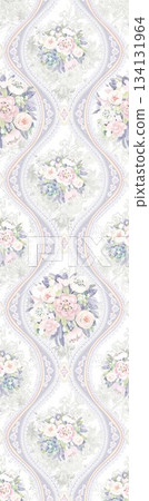 Assorted floral geometric and heart pattern panel designs in soft pastel colors Assorted floral geometric and heart pattern panel designs in soft pastel colors 134131964