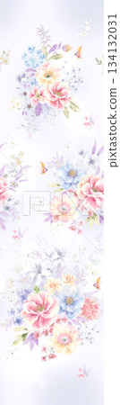 Assorted floral geometric and heart pattern panel designs in soft pastel colors Assorted floral geometric and heart pattern panel designs in soft pastel colors 134132031