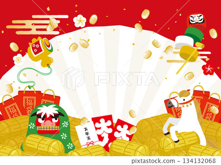 2026 Year of the Horse New Year background illustration 134132068