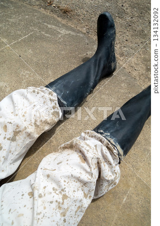 Mud splashes from rice planting Mud splashes from rice planting 134132092