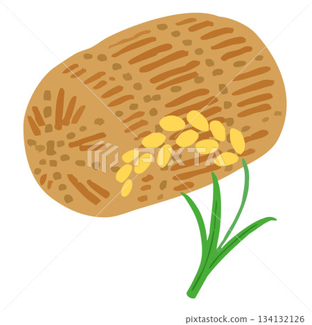 Illustration of ingredients without main lines_rice bales and rice ears 134132126