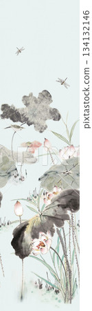 Assorted floral geometric and heart pattern panel designs in soft pastel colors 134132146