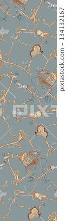 Assorted floral geometric and heart pattern panel designs in soft pastel colors 134132167