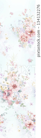 Assorted floral geometric and heart pattern panel designs in soft pastel colors Assorted floral geometric and heart pattern panel designs in soft pastel colors 134132276