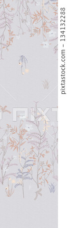 Assorted floral geometric and heart pattern panel designs in soft pastel colors 134132288