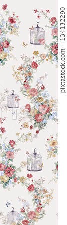Assorted floral geometric and heart pattern panel designs in soft pastel colors Assorted floral geometric and heart pattern panel designs in soft pastel colors 134132290