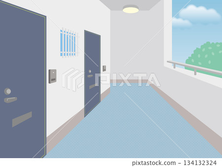 公寓大樓公共區域走廊的向量圖 134132324