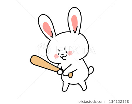 Let's play baseball! A rabbit who wants to play baseball 134132358