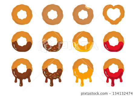 Illustration set of various donuts 134132474