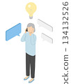 Senior woman consulting on the phone, isometric 134132526
