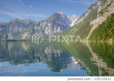 Konigsee lake near Jenner mount in Berchtesgaden National Park, Alps Germany 134132622