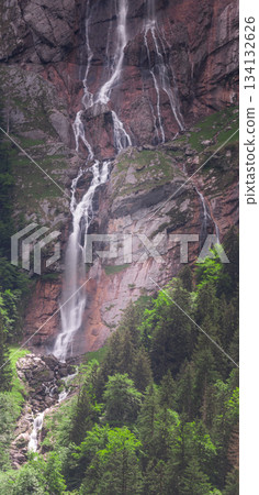 Rothbach Waterfall near Konigssee lake in Berchtesgaden National Park, Germany 134132626