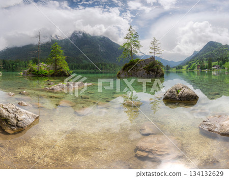 View of Hintersee lake in Berchtesgaden National Park Bavarian Alps, Germany 134132629