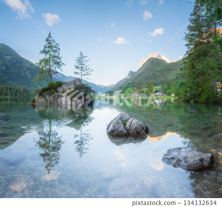 View of Hintersee lake in Berchtesgaden National Park Bavarian Alps, Germany View of Hintersee lake in Berchtesgaden National Park Bavarian Alps, Germany 134132634