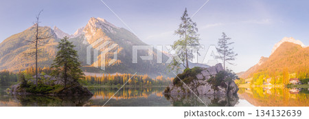 View of Hintersee lake in Berchtesgaden National Park Bavarian Alps, Germany View of Hintersee lake in Berchtesgaden National Park Bavarian Alps, Germany 134132639