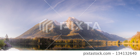 View of Hintersee lake in Berchtesgaden National Park Bavarian Alps, Germany 134132640