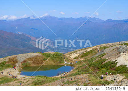 從北阿爾卑斯山的八方嶺眺望八方池和久比岐山脈 從北阿爾卑斯山的八方嶺眺望八方池和久比岐山脈 134132949