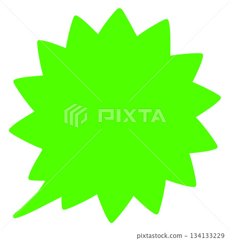 Spiky speech bubble yellow-green simple Spiky speech bubble yellow-green simple 134133229