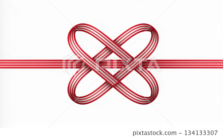 以紅白相間的水引線交錯為主題的慶祝圖案背景 134133307