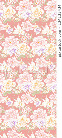 Assorted floral geometric and heart pattern panel designs in soft pastel colors Assorted floral geometric and heart pattern panel designs in soft pastel colors 134133434