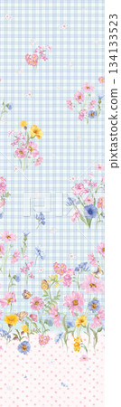 Assorted floral geometric and heart pattern panel designs in soft pastel colors 134133523