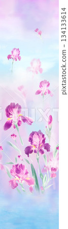 Assorted floral geometric and heart pattern panel designs in soft pastel colors 134133614