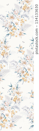 Assorted floral geometric and heart pattern panel designs in soft pastel colors Assorted floral geometric and heart pattern panel designs in soft pastel colors 134133630