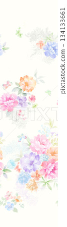 Assorted floral geometric and heart pattern panel designs in soft pastel colors Assorted floral geometric and heart pattern panel designs in soft pastel colors 134133661