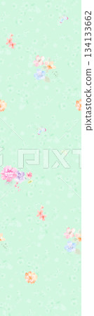 Assorted floral geometric and heart pattern panel designs in soft pastel colors 134133662