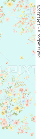 Assorted floral geometric and heart pattern panel designs in soft pastel colors Assorted floral geometric and heart pattern panel designs in soft pastel colors 134133679